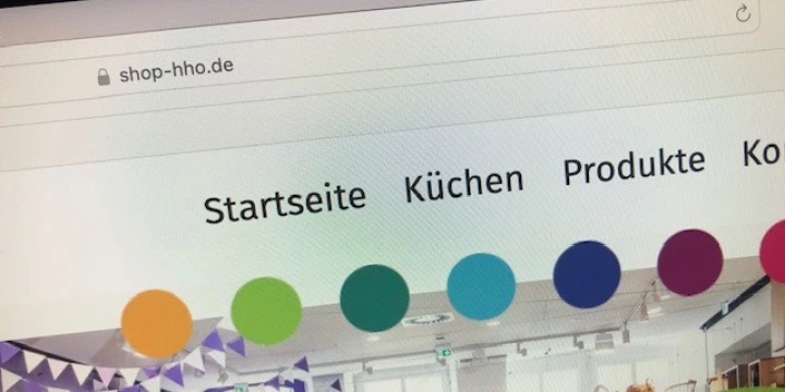 Das Bild zeigt die Internetseite shop-hho.de. Eine Seite f&uuml;r Eigenprodukte aus den Werkst&auml;tten.