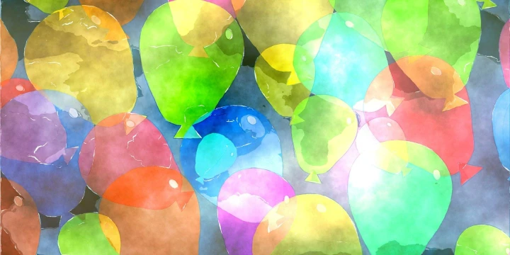 Viele, bunte Luftballons.